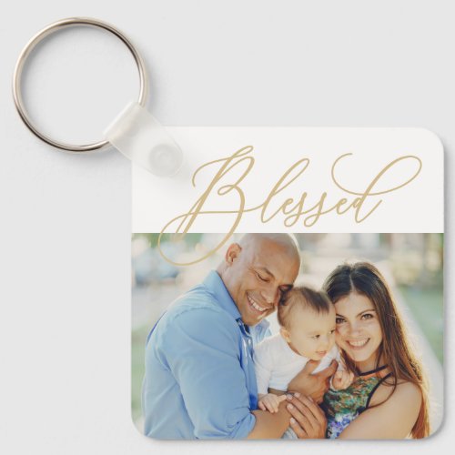 Simply Blessed Editable Color Photo Keychain