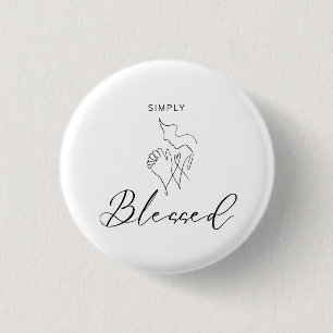 Simply Blessed Minimalist Christian Line Drawing Button