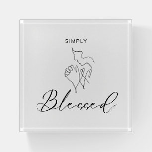 Simply Blessed Minimalist Christian Line Drawing Paperweight