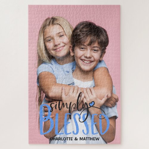 Simply Blessed Personalized Add Your Own Photo Jigsaw Puzzle