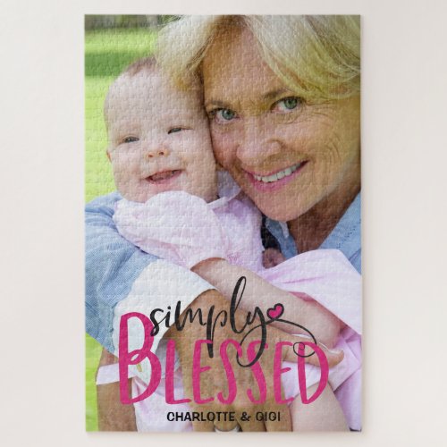 Simply Blessed Personalized Add Your Own Photo Jigsaw Puzzle