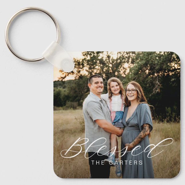 Simply Blessed Personalized Photo Keychain (Front)