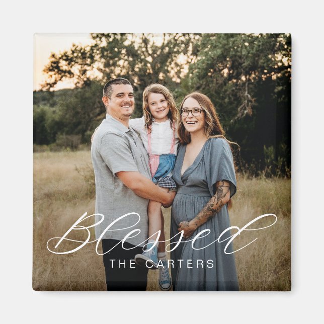 Simply Blessed Personalized Photo Magnet (Front)