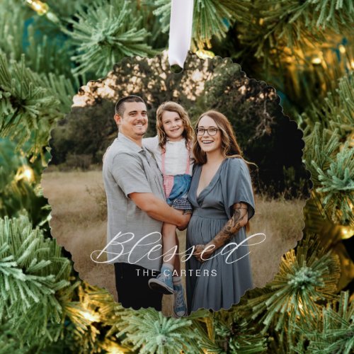 Simply Blessed Photo Ornament Holiday Card