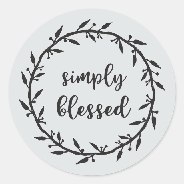 Simply Blessed word art Classic Round Sticker (Front)