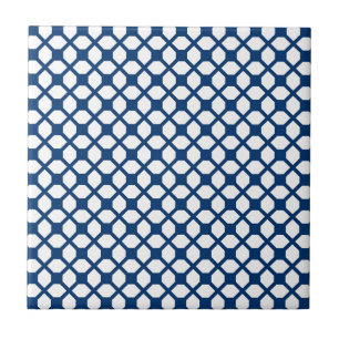 Simply Blue Quatrefoil Pattern - blue and white Ceramic Tile