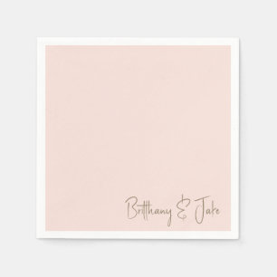 Simply Blush Gold Script Wedding Cocktail II Napkins
