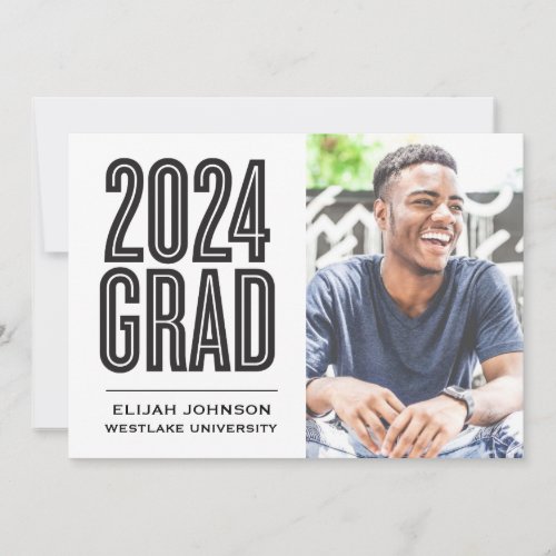 SIMPLY BOLD 2024 GRAD PHOTO GRADUATION INVITATION