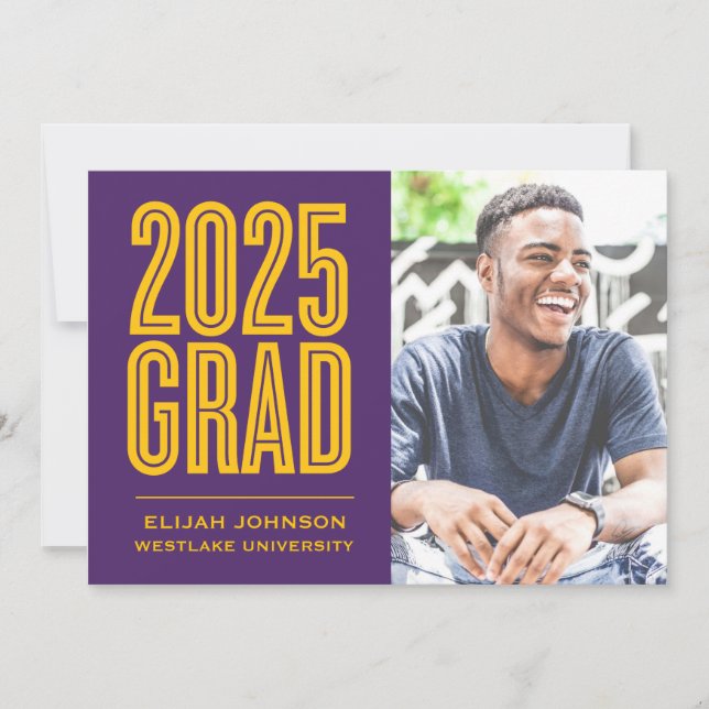 SIMPLY BOLD 2025 GRAD PHOTO GRADUATION INVITATION (Front)