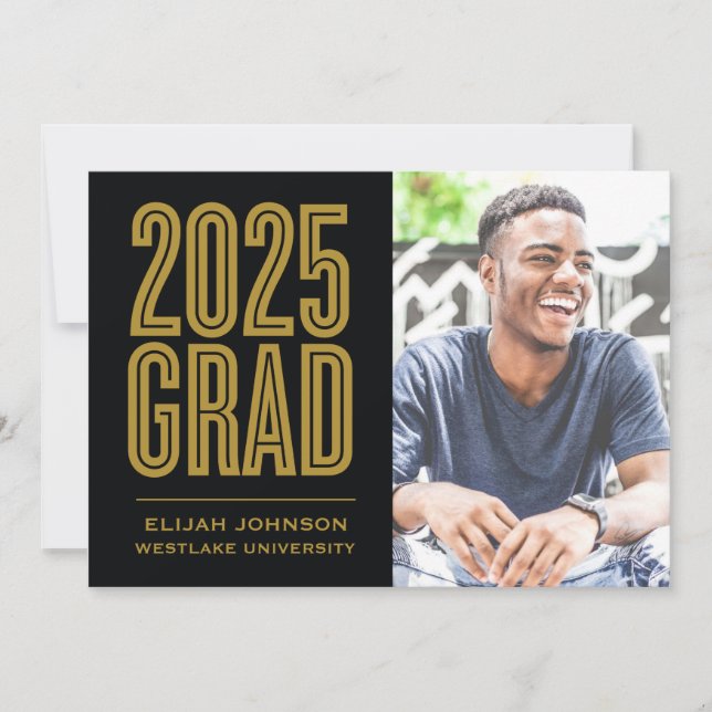 SIMPLY BOLD 2025 GRAD PHOTO GRADUATION INVITATION (Front)