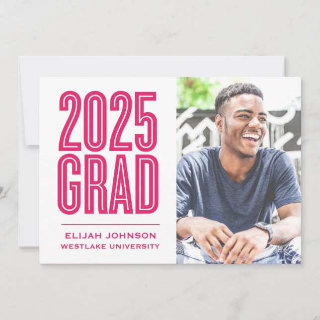 SIMPLY BOLD 2025 GRAD PHOTO GRADUATION INVITATION (Front)