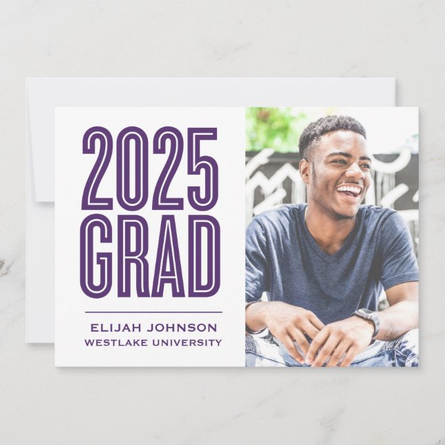 SIMPLY BOLD 2025 GRAD PHOTO GRADUATION INVITATION (Front)