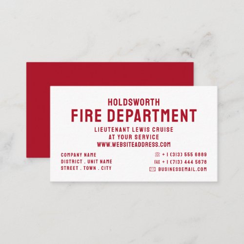 Simply Bold Firefighter Business Card