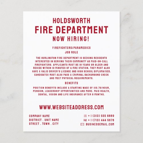 Simply Bold Firefighter Recruitment Flyer