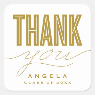 SIMPLY BOLD MODERN THANK YOU GRAD FAVOR STICKER