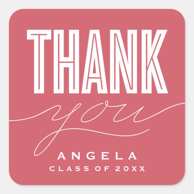 SIMPLY BOLD MODERN THANK YOU GRAD FAVOR STICKER (Front)