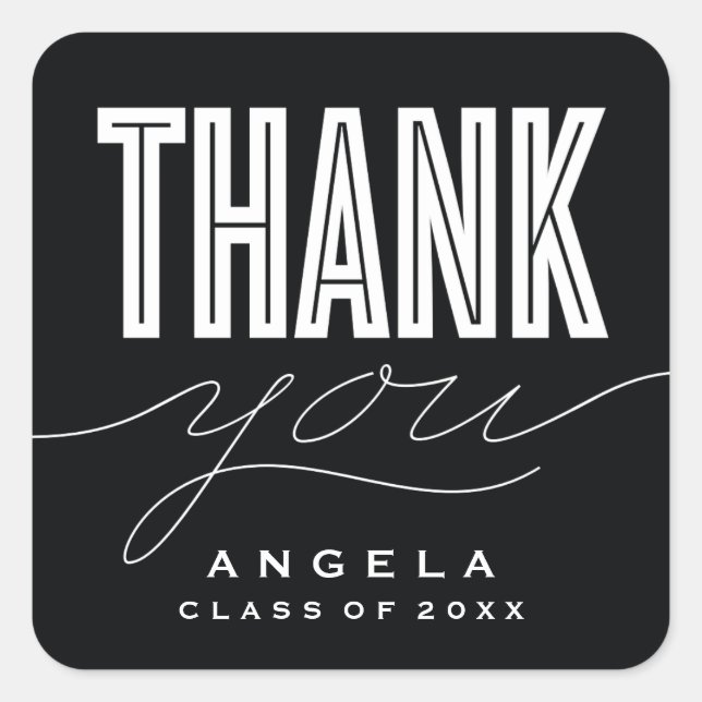 SIMPLY BOLD MODERN THANK YOU GRAD FAVOR STICKER (Front)