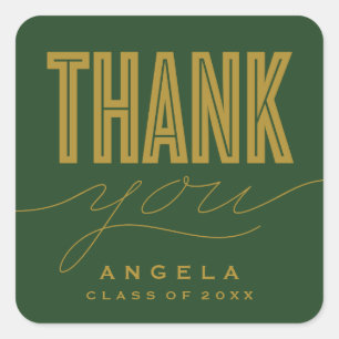 SIMPLY BOLD MODERN THANK YOU GRAD FAVOR STICKER