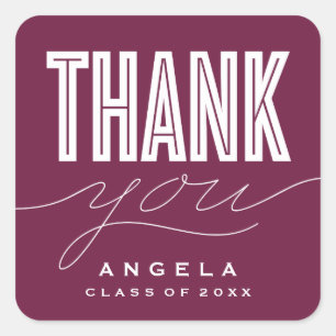 SIMPLY BOLD MODERN THANK YOU GRAD FAVOR STICKER