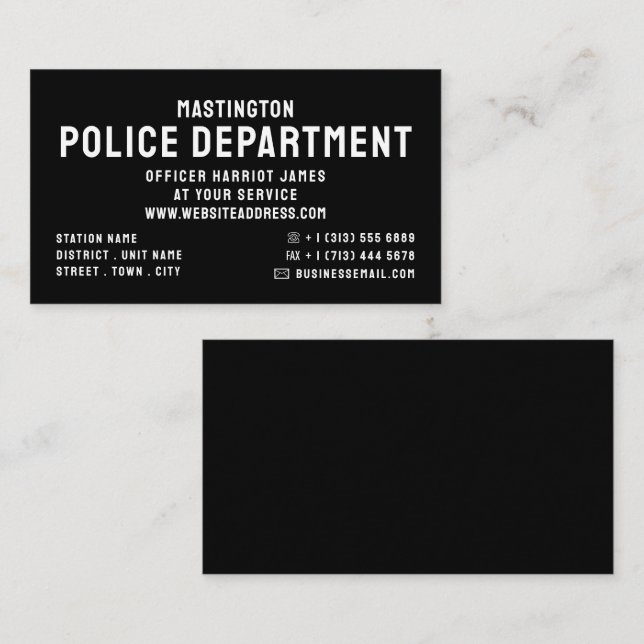 Simply Bold, Police Officer, Law Enforcement Business Card (Front/Back)