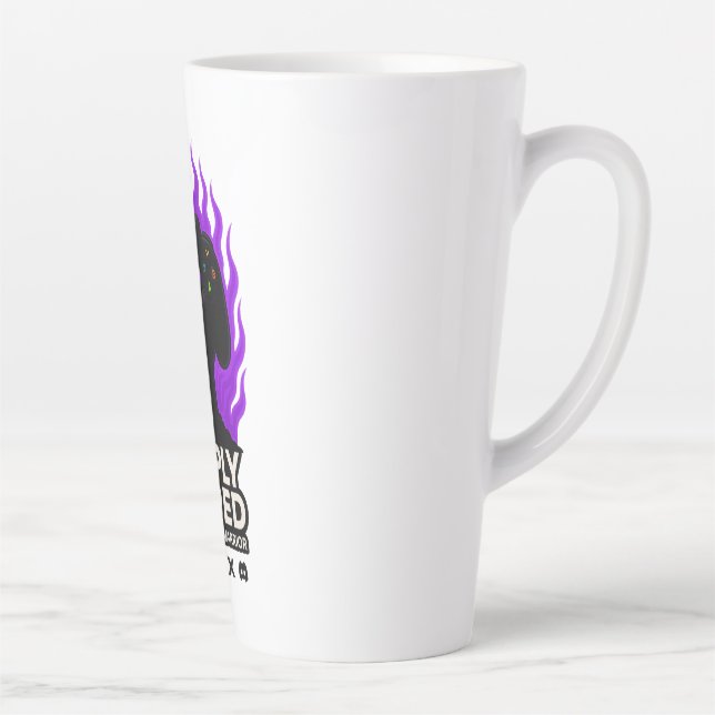 SIMPLY BORED Purple Flame Gaming T-Shirt 🔥🎮 Latte Mug (Right)
