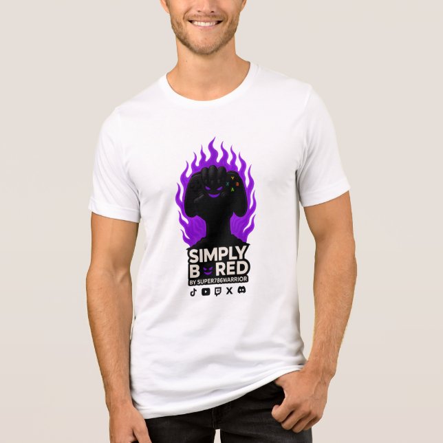 SIMPLY BORED Purple Flame Gaming T-Shirt 🔥🎮 Tri-Blend Shirt (Front)