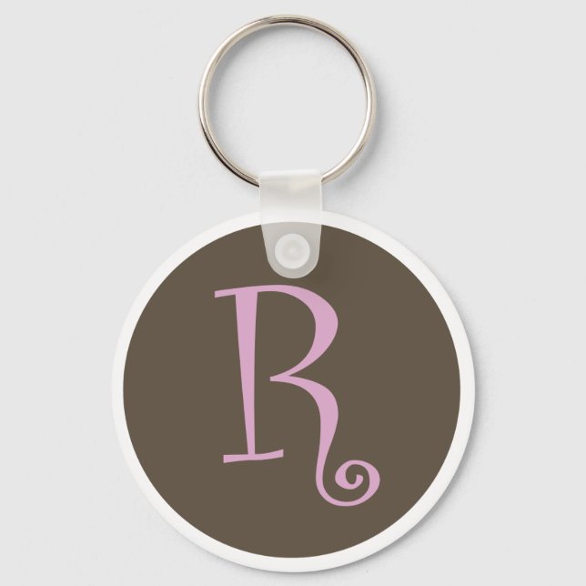 Simply Brown & Pink Keychain "R" (Front)