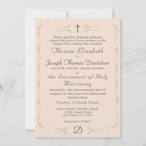 Simply Catholic Champagne_Pink Wedding Invitation