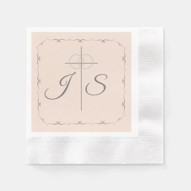 Simply Catholic Champagne Pink Wedding Menu Napkins (Front)
