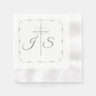 Simply Catholic Silver & White Wedding Napkins