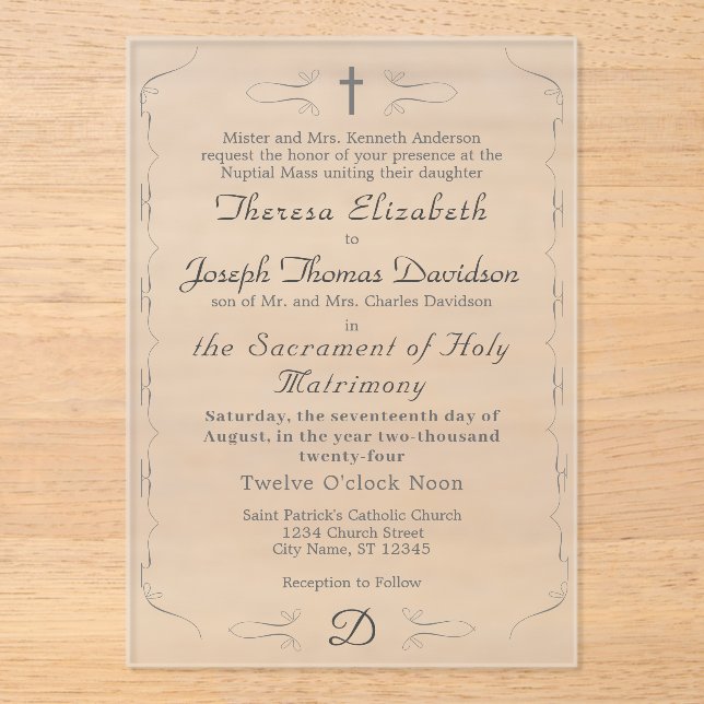 Simply Catholic Wedding Invitation (Front)
