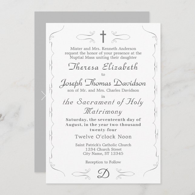 Simply Catholic Wedding Invitation (Front/Back)