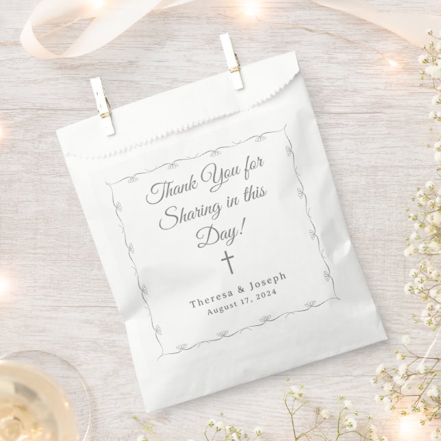 Simply Catholic Wedding White Favor Bag (Clipped)