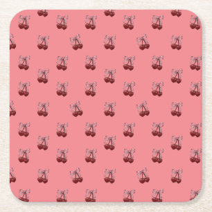 Simply Cherries Square Paper Coaster