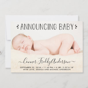 Simply Chic Blue Polka Dots Birth Announcement