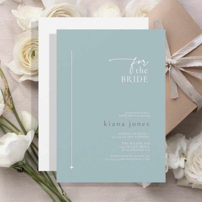 Simply Chic Bridal Shower Dusty Teal ID1046 Invitation (Creator Uploaded)