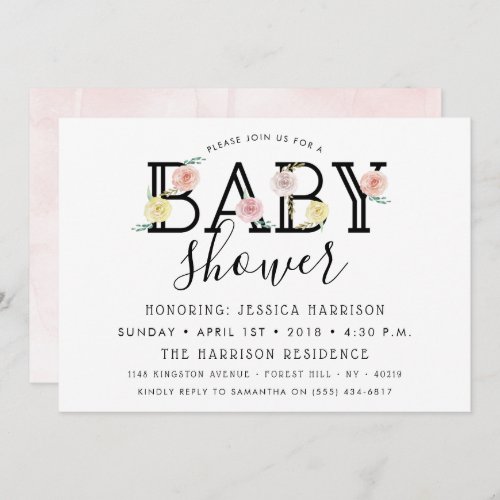 Simply Chic Floral Garden Baby Shower Invitations