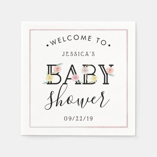 Simply Chic Floral Garden Baby Shower Napkins