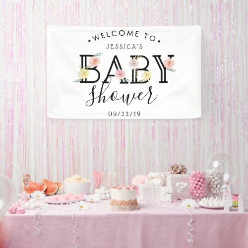 Simply Chic Floral Garden Baby Shower Welcome Banner