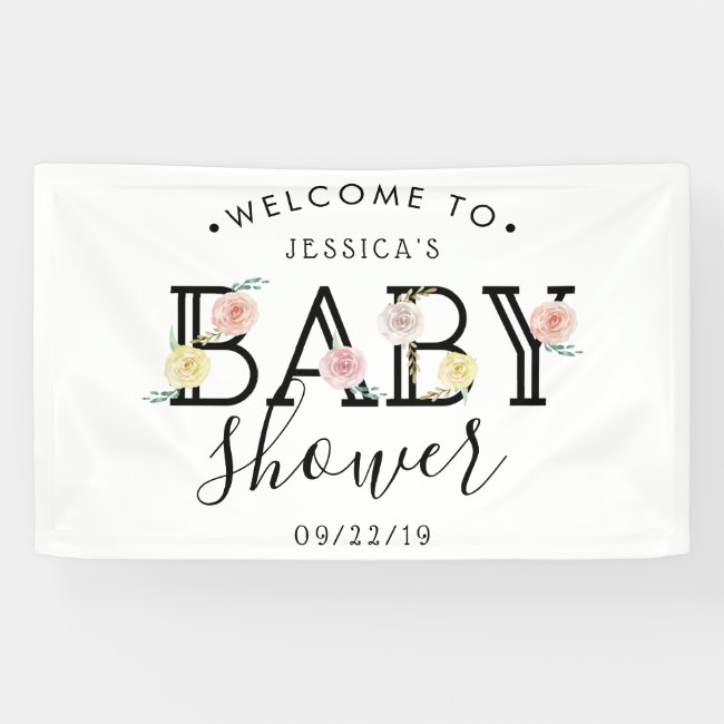 Simply Chic Floral Garden Baby Shower Welcome Banner