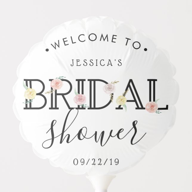 Simply Chic Floral Garden Bridal Shower Balloon (Front)
