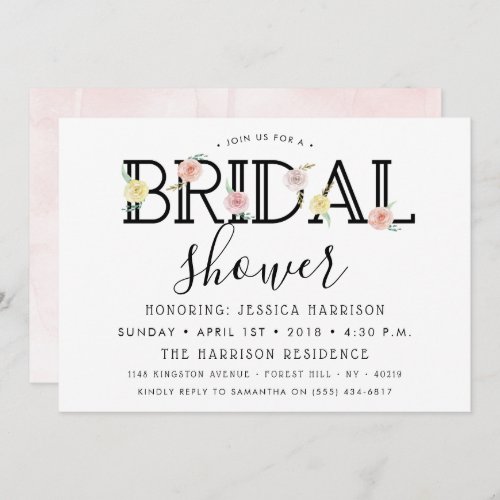 Simply Chic Floral Garden Bridal Shower Invitation