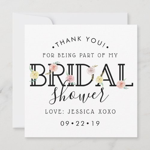 Simply Chic Floral Garden Bridal Shower Thank You