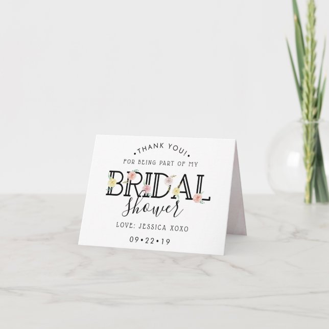 Simply Chic Floral Garden Bridal Shower Thank You Card (Front)