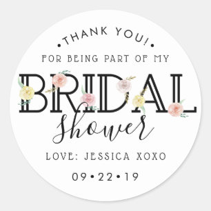 Simply Chic Floral Garden Bridal Shower Thank You Classic Round Sticker