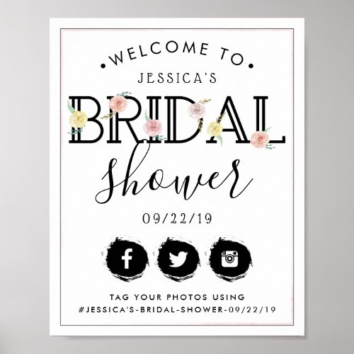 Simply Chic Floral Garden Bridal Shower Welcome Poster