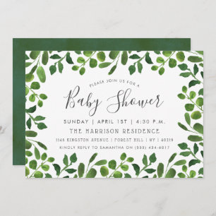 Simply Chic Foliage Baby Shower Invitations