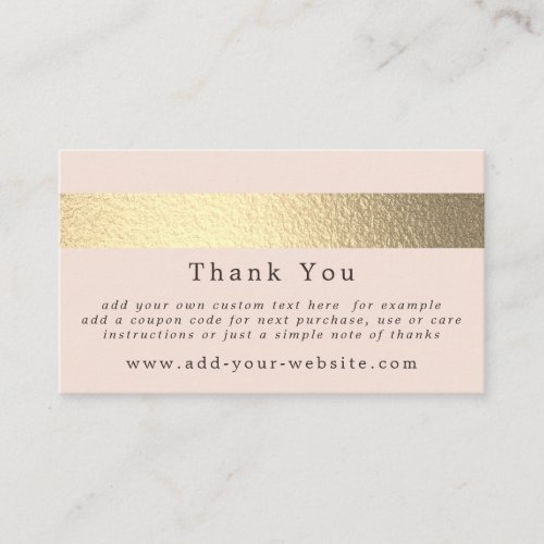 Simply Chic Gold Foil Stripe Minimalist Thank You Business Card
