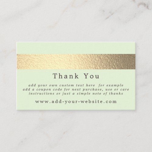 Simply Chic Gold Foil Stripe Minimalist Thank You Business Card