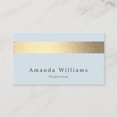 Simply Chic Gold Foil Stripe On Powder Blue Business Card